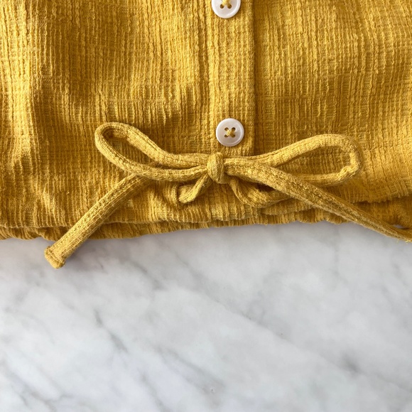 Madewell Texture & Thread Off the Shoulder Golden Yellow Summer Top - Si… - Picture 4 of 9